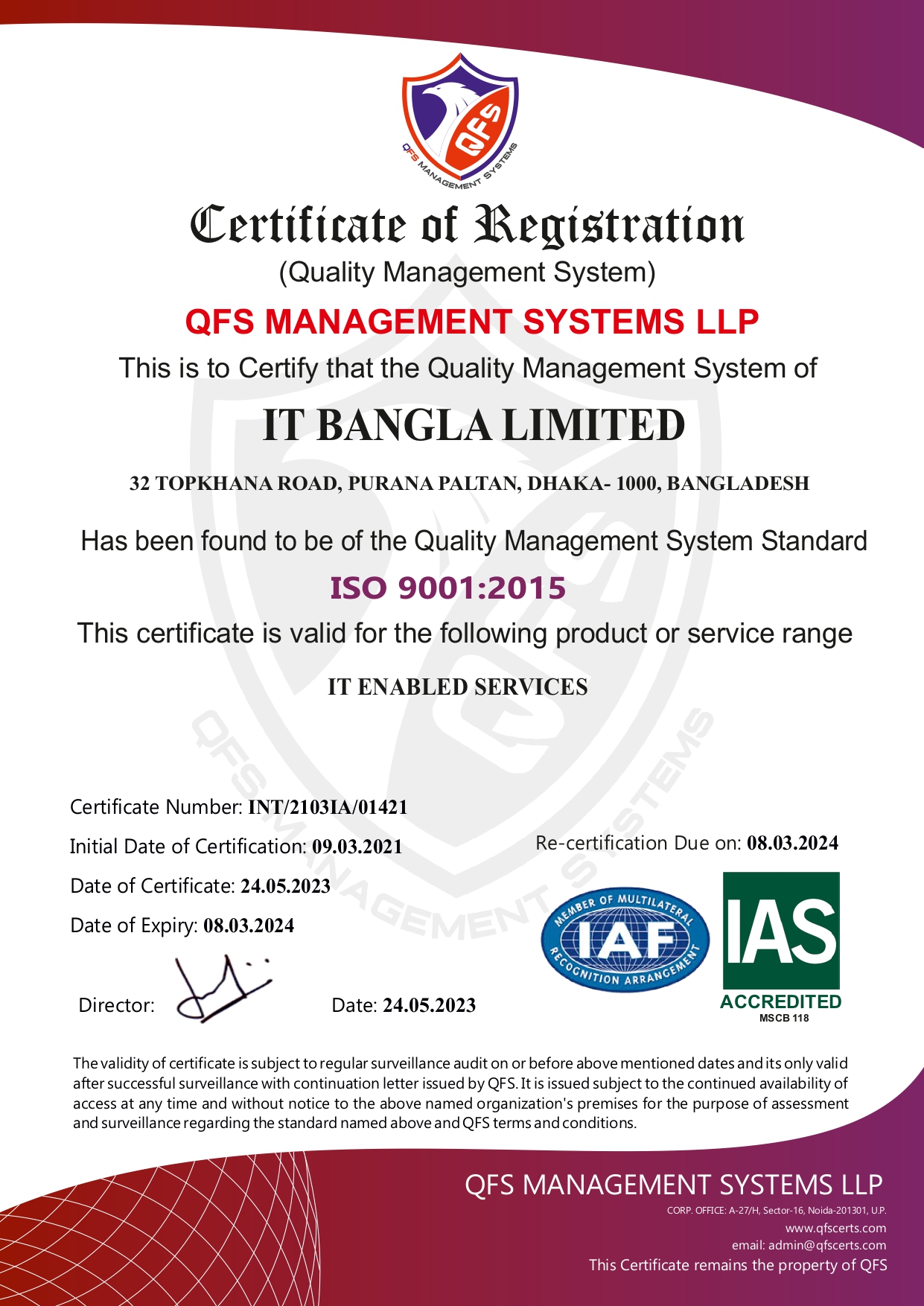 ISO Certificate 9001